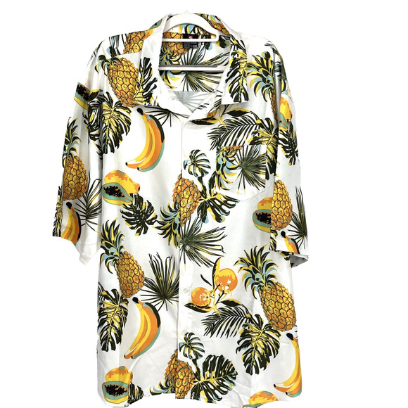 SouthPole Hawaiian Shirt Mens 5XB Yellow Casual Tropical Fruit Pineapple Y2K - Picture 1 of 9